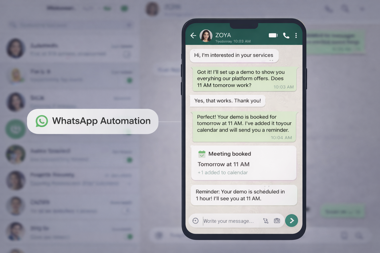ZOYA AI handling website chat conversations in real time